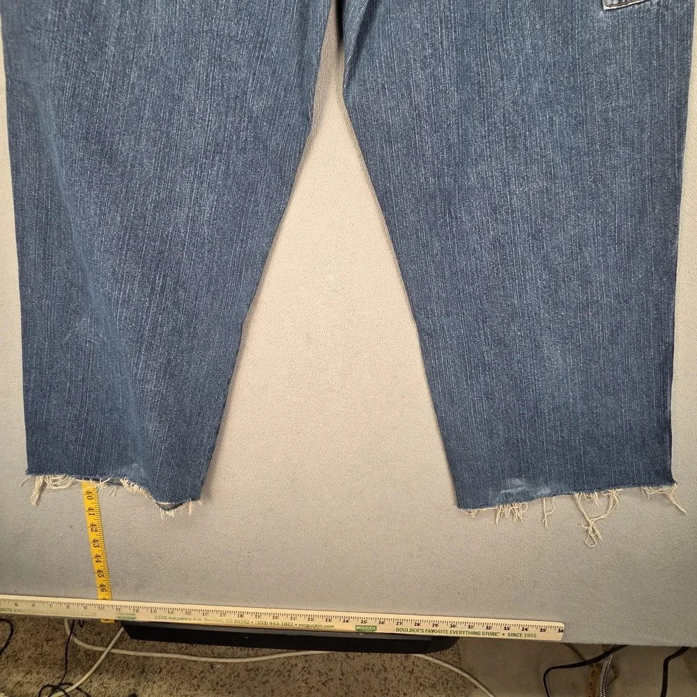 Chaps Denim Jeans Mens 40x27‎ Blue Carpenter Relaxed Straight Raw Hem Distressed
